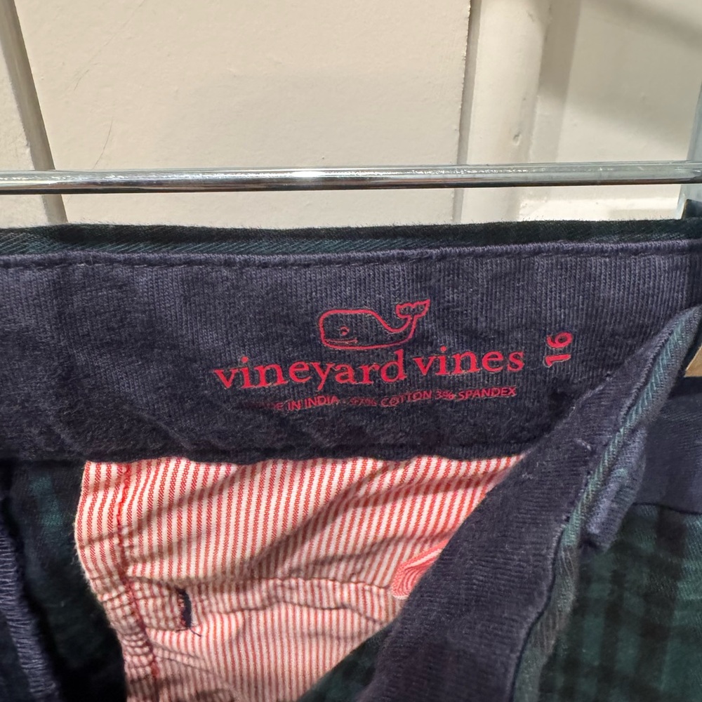 Vineyard Vines Blue and Green Plaid Kids Casual Bottoms - Picture 3 of 4